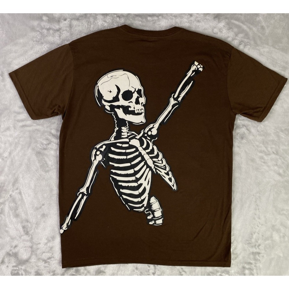 RGSTR Unwritten End T Shirt Mens L Brown Skeleton Graphic Streetwear Casual
